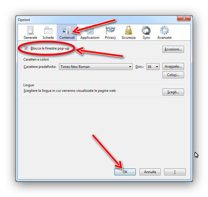Bloccare i Pop-up senza Add-on