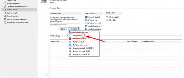 Come fare il backup della mail