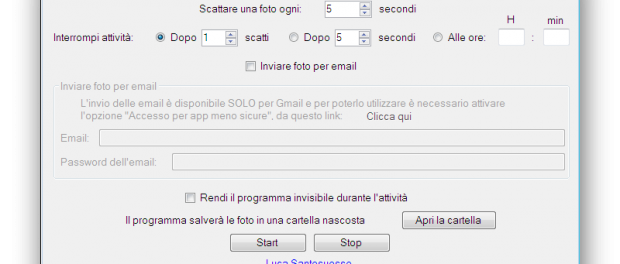 Screenshot di nascosto al PC con Spy Photorgapher