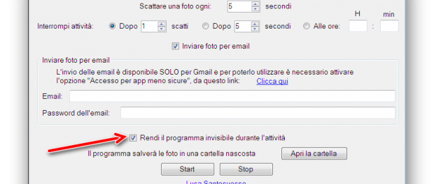 Screenshot di nascosto al PC con Spy Photorgapher