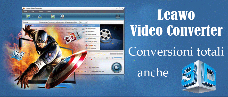 Conversioni facili con Leawo Video Converter, anche in 3D