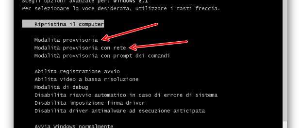 Abilitare il tasto f8 in Windows 8.1 per la modalità provvisoria