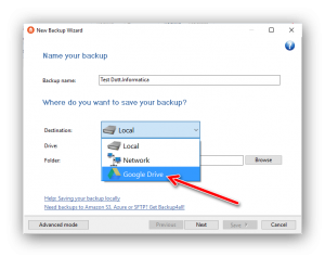 eseguire un backup dei dati