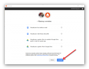 eseguire un backup dei dati