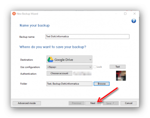 eseguire un backup dei dati