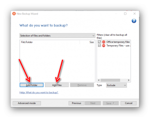 eseguire un backup dei dati