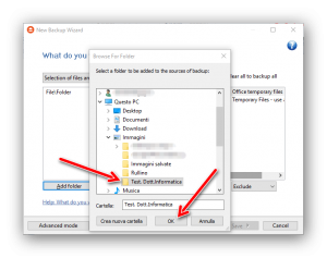 eseguire un backup dei dati