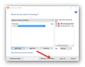 eseguire un backup dei dati