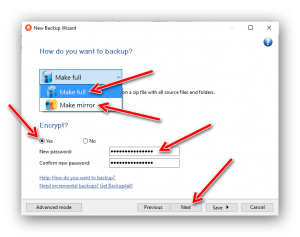 eseguire un backup dei dati
