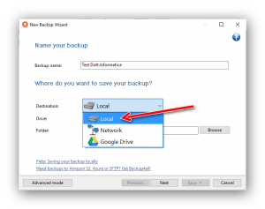 eseguire un backup dei dati