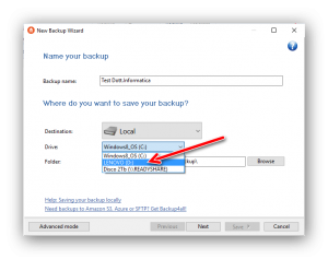 eseguire un backup dei dati