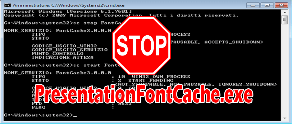 Terminare definitivamente PresentationFontCache.exe