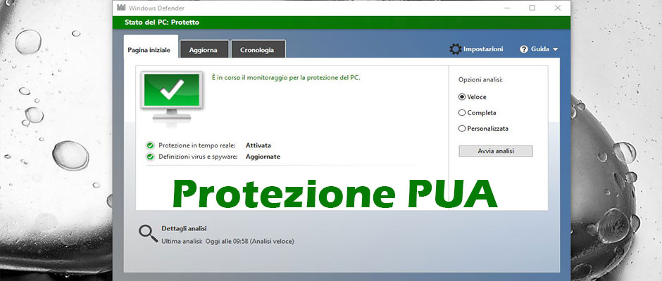 attivare protezione pua su windows defender