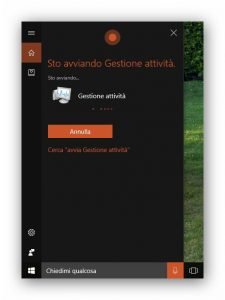 cortana sto avviando gestione attività