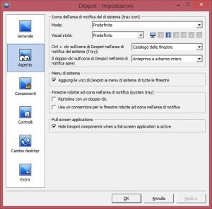 Dexpot impostazioni aspetto