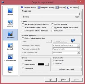 Dexpot impostazioni componenti