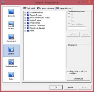 Dexpot impostazioni controlli