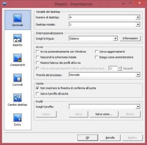 Dexpot impostazioni generale