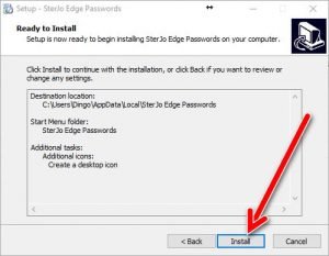 SterJo Edge password setup 5
