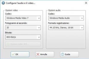 Ashampoo Snap 8 configurazione manuale codec