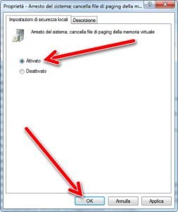 Attiva cancella file di paging