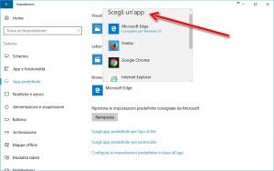 Impostare un browser predefinito diverso da Edge