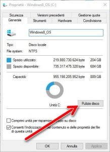 Pulizia disco windows 10 proprieta