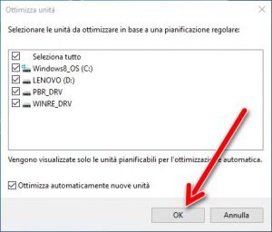 Deframmenta ed ottimizza unità