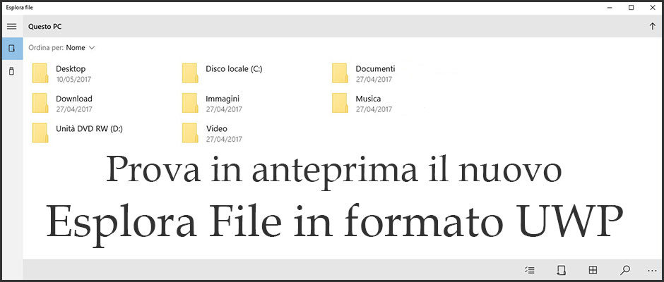 Esplora file in formato UWP