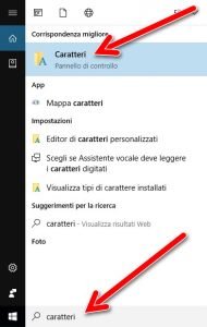 installare nuovi caratteri in Windows 10