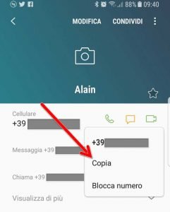 Condividere contatti con Android