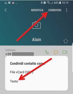 Condividere contatti con Android