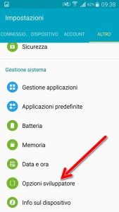 Impostazioni debug usb