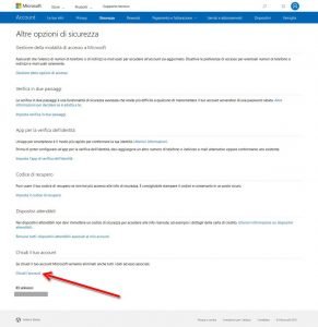 Eliminare un account Microsoft