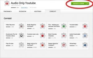 Riprodurre solo audio dai contenuti di YouTube