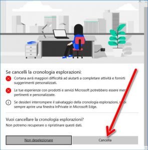 Eliminare la cronologia di navigazione di Edge