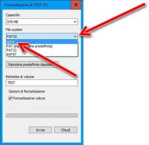 formattare in NTFS su Windows