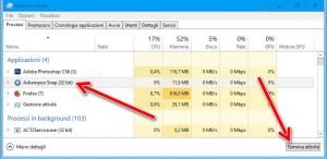 Accedere al Task Manager e terminare un processo