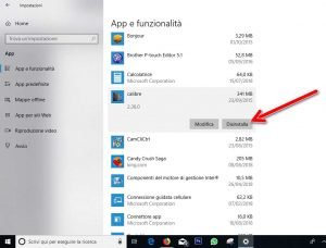 Disinstallare un programma