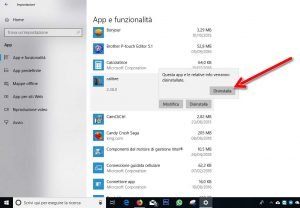 Disinstallare un programma