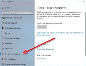 Trova il mio dispositivo