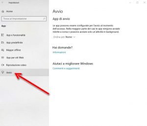 Gestire i programmi che si avviano automaticamente con Windows 10