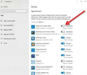 Gestire i programmi che si avviano automaticamente con Windows 10
