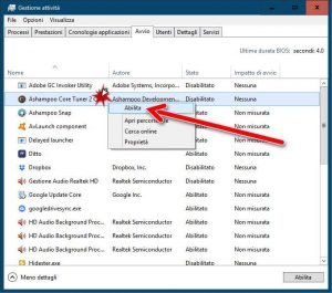 Gestire i programmi che si avviano automaticamente con Windows 10