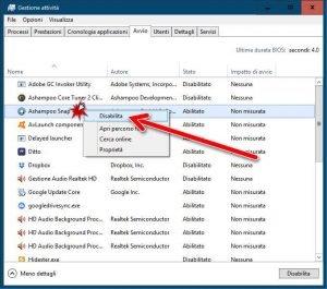 Gestire i programmi che si avviano automaticamente con Windows 10