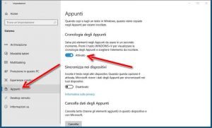 copia e incolla cronologia degli appunti