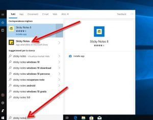 Creare promemoria sul desktop con Sticky Notes