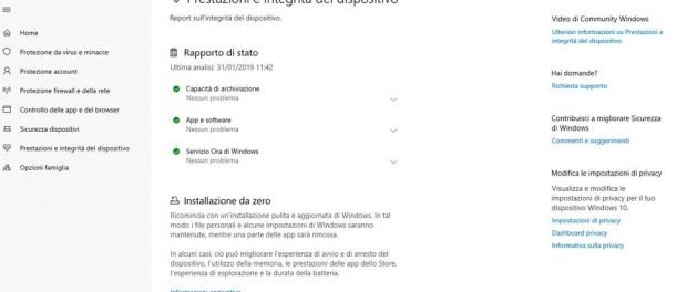 Prestazioni e integrità del dispositivo