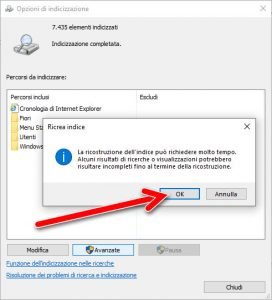ricostruire l'indice delle ricerche