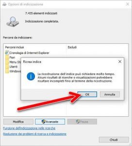 ricostruire l'indice delle ricerche